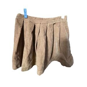 Women’s Forever 21 Pleated Mini Skater Corduroy Skirt Brown Size Medium